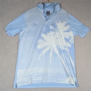 Oakley Polo Shirt Mens Large Palm Tree Hydrolix Golf Performance Summer Beach